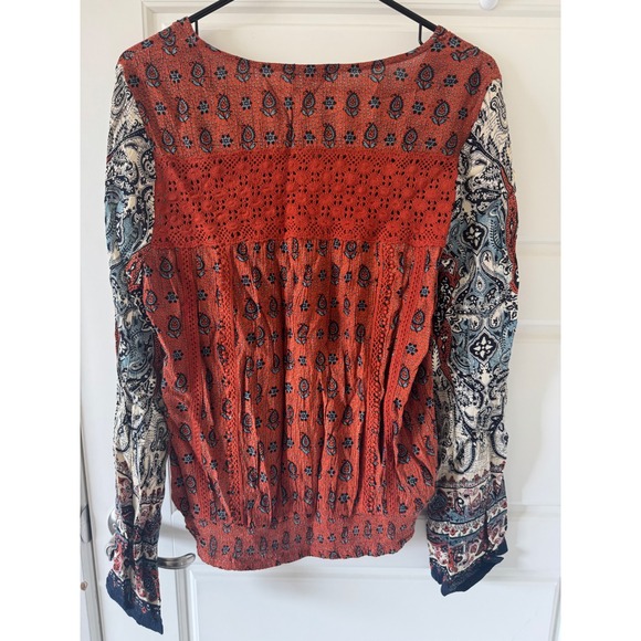 Anthropologie sz S Womens Patrons of Peace Crochet Tassle Flare Sleeve Top Boho - Picture 3 of 11